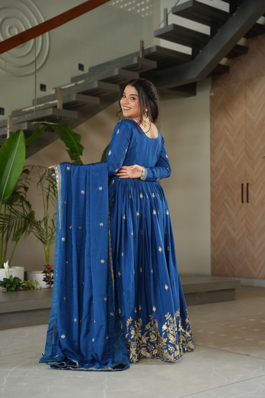 Eloriya New Designer Embroidered Zari Sequins Work Gown | Eloriya India