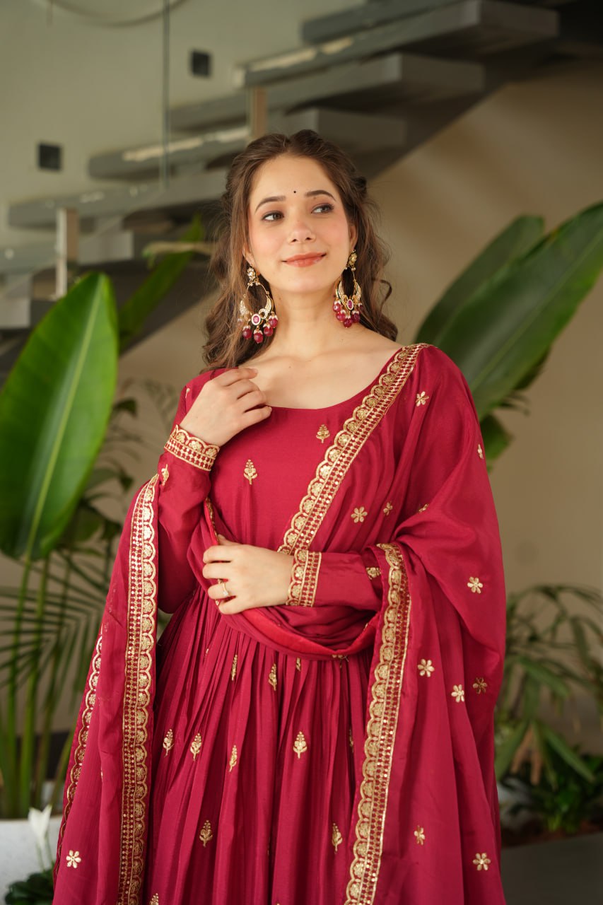 Eloriya New Designer Embroidered Zari Sequins Work Gown | Eloriya India