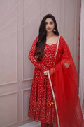 Eloriya Stunning Red Colour Premium Anarkali Suit Set - M [38] | Eloriya India
