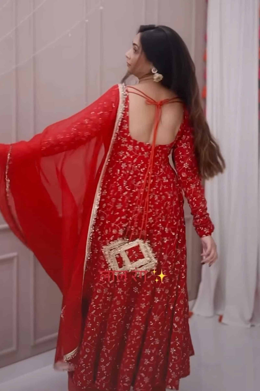 Eloriya Stunning Red Colour Premium Anarkali Suit Set - L [40] | Eloriya India